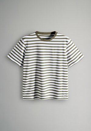 THE SET 4 PACK SHORT SLEEVE  - REGULAR FIT - Print T-shirt - green /grey/ marl white /green stripe