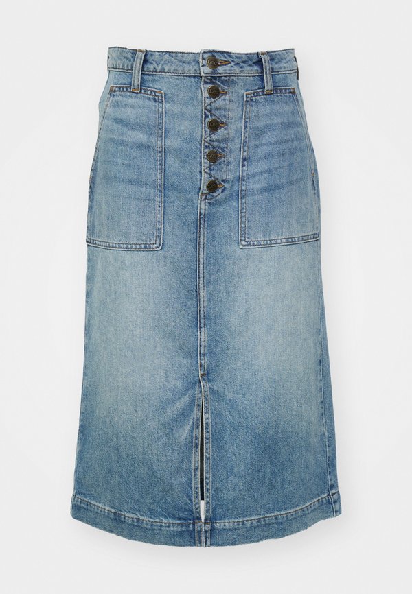 PATCH POCKET MIDI SKIRT - Denim skirt - denim2