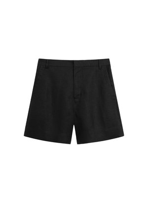 Sorte linnedershorts med en tætsiddende talje, sidelommer og skræddersyet design. Har en glat overflade og flad front uden synlige dekorative elementer.