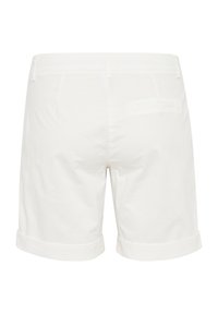 Shorts bianchi in cotone con risvolti, due tasche posteriori e una consistenza liscia. Design minimalista senza hardware visibile.