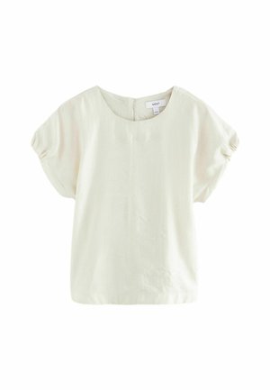 GATHERED SHORT SLEEVE TEXTURED BOXY REGULAR FIT - Apdrukāts T-krekls - ecru