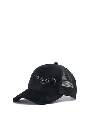 Ed Hardy, UNISEX DIAMANTE VELOUR 5 PANEL TRUCKER CAP - Cap - black