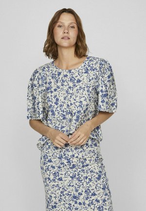 MIT KURZEN ÄRMELN GEMUSTERTES - Bluse - mazarine blue