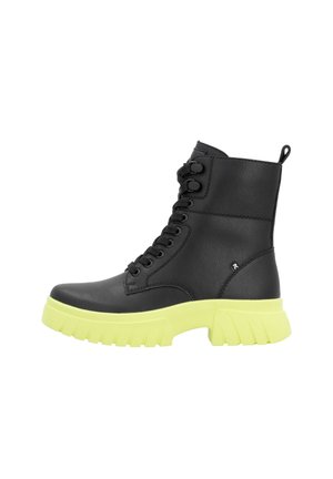 Platform ankle boots - mattschwarz neongrün