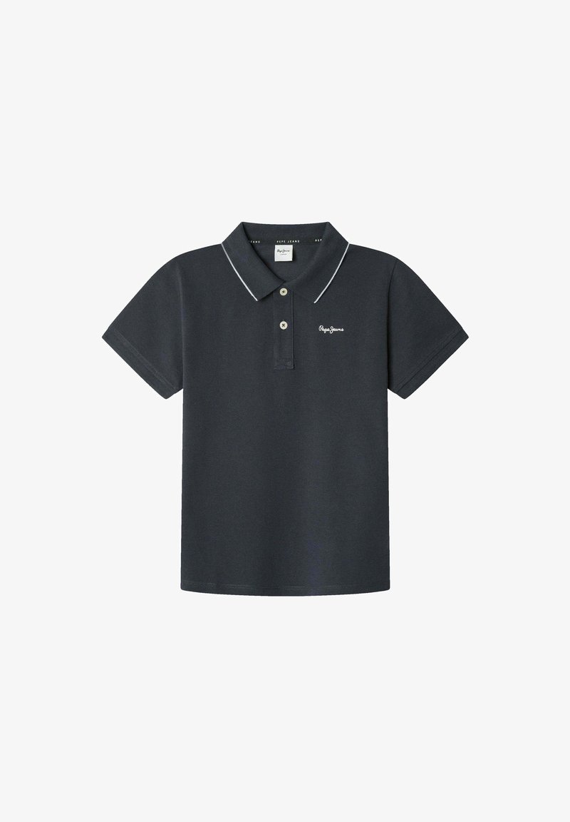 Polo shirt blu scuro realizzato in misto cotone, con colletto classico, patta a tre bottoni e dettagli in piping bianco. Ricamo del logo sul davanti.