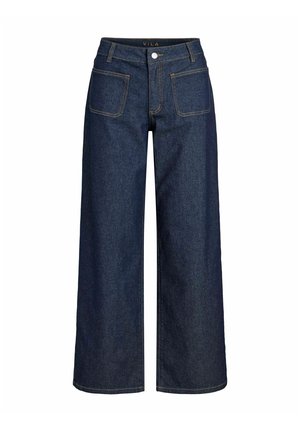 VILA, WIDE FIT JEANS VIFLORIE MID-WAIST - Wide Leg - dark blue denim