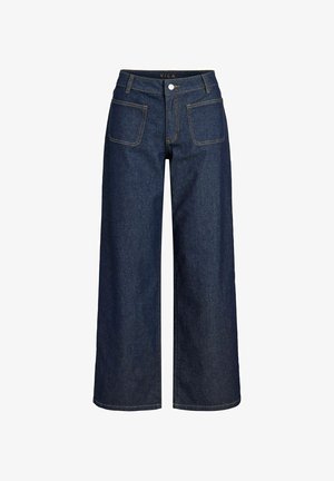 VILA, WIDE FIT JEANS VIFLORIE MID-WAIST - Wide Leg - dark blue denim