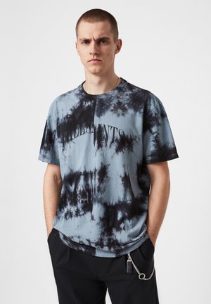 AllSaints DROPOUT TIE DYE SS CREW - T-shirt imprimé - washed black/blue