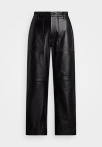 THE LEATHER WIDE-LEG CROP RICKY PANT - Odinės kelnės - black