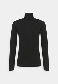 Zwart lange mouw turtleneck top gemaakt van zachte katoen, met een slim fit ontwerp en minimalistische constructie. Geen zichtbare patronen.