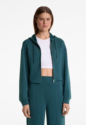 SOFT-TOUCH CROP - Mikina so zipsom - blue