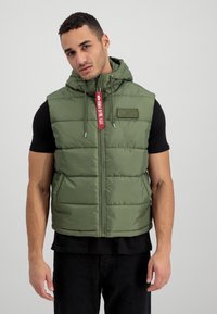 HOODED PUFFER - Veste sans manches - sage green