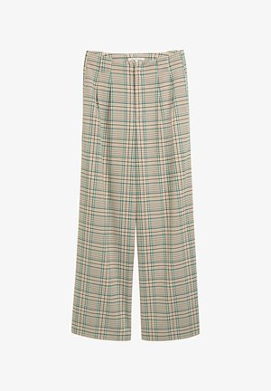 TOM TAILOR DENIM, WIDE MIT KAROMUSTER - Hlače - beige green check