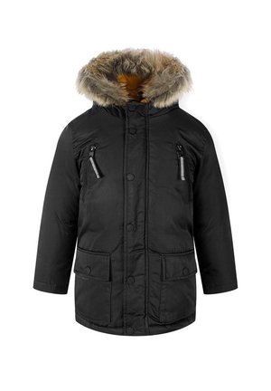 PARKA WITH FUR TRIM HOOD - Parka - black mustard