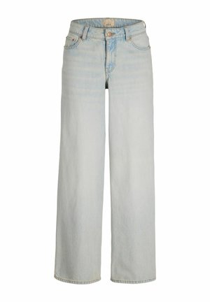 helehallid kõrge vöökohaga laiad teksad ees nööpide ja luku, vööaasade ning viie taskuga.