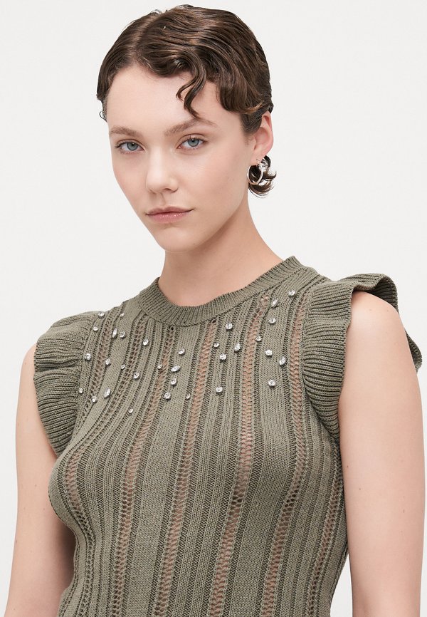 ONLNEWTULLE LIFE FRILL BLING - Print T-shirt - kalamata melange2