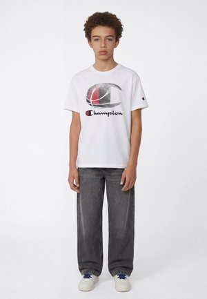 Champion, CHAMPION CREWNECK T-SHIRT BLACK CHAMPION - T-shirt print - white