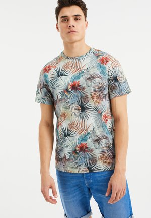 T-Shirt print - blue, off-white, red