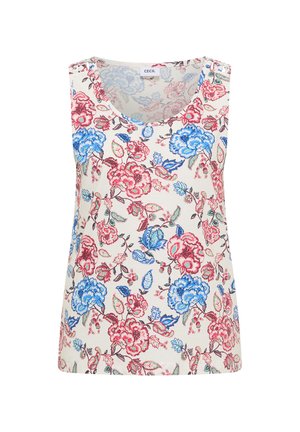 Cecil, TOP WITH GERUNDETEM V-NECK AND FLECHTDETAIL - Débardeur - vanilla white