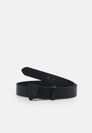 SHIELD-BUCKLE LEATHER BELT - Ceinture - black