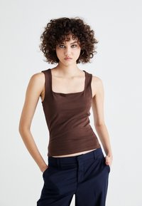 Gina Tricot SQUARE TANK - Topper - dark brown