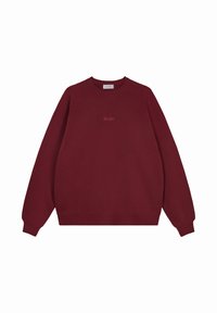 Bordeaux sweatshirt van katoen, met een ronde hals, lange mouwen en een subtiel geborduurd logo op de borst. Geen patronen of accenten.
