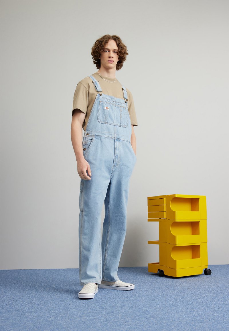 Dickies CLASSIC - Dungarees - vintage aged blue/light-blue denim ...