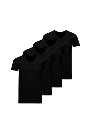 4ER PACK KURZARM - Unterhemd/-shirt - schwarz