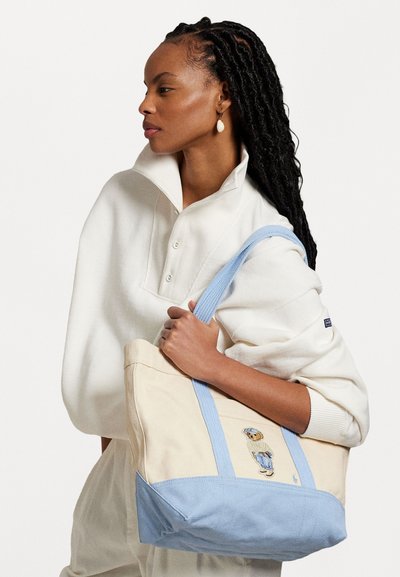 Polo Ralph Lauren Polo Bear Canvas Medium Tote - Veľká kabelka - ecru/carolina blue