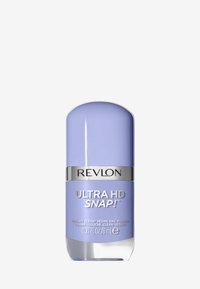 Lo smalto per unghie Revlon Ultra HD Snap! in un flacone lavanda con un cappuccio arrotondato, fascia argentata e base trasparente, etichettato 0,27 fl oz / 8 mL.
