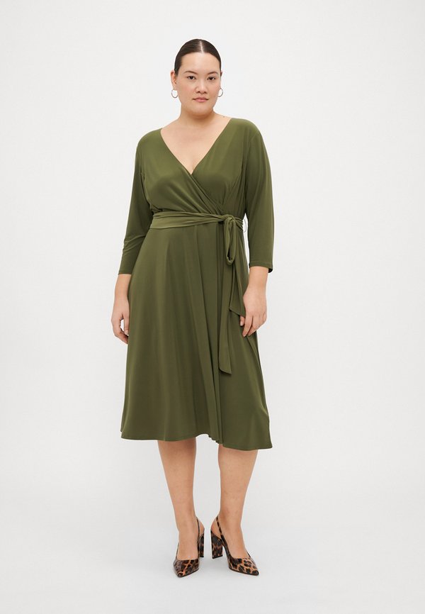 SURPLICE JERSEY DRESS - Jersey dress - olive grove2