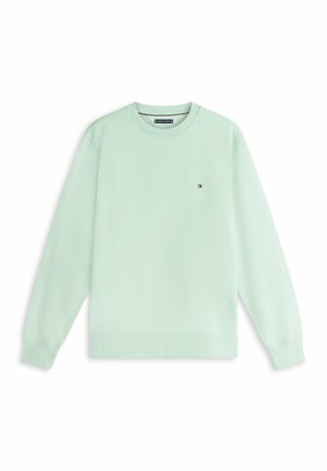 Felpa a maniche lunghe verde menta chiaro con piccolo logo Tommy Hilfiger sul petto a sinistra, polsini, orlo e scollo a girocoste.