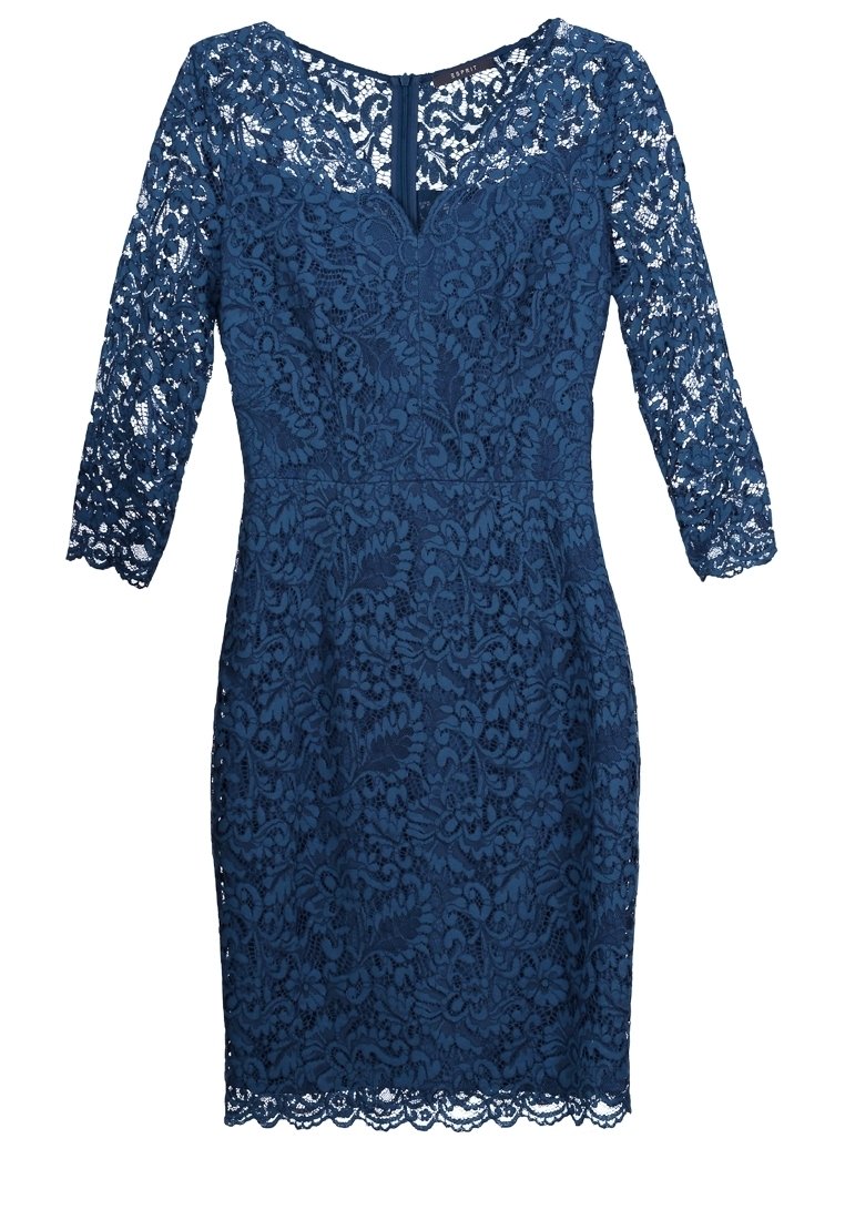 Robe Esprit Bleu Marine En Soie Décalée - Décolleté Perlé, Taille UK 12 - Neuf Sans étiquettes