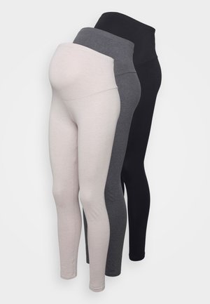 3 PACK - Leggings - Trousers - black/beige/ grey