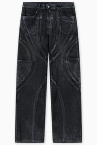 CUTLINE BLACK WAXED - Jeans a zampa - black