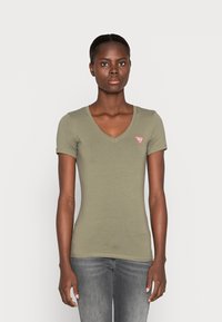 Guess MINI TRIANGLE TEE - Camiseta básica - lichen leaf green