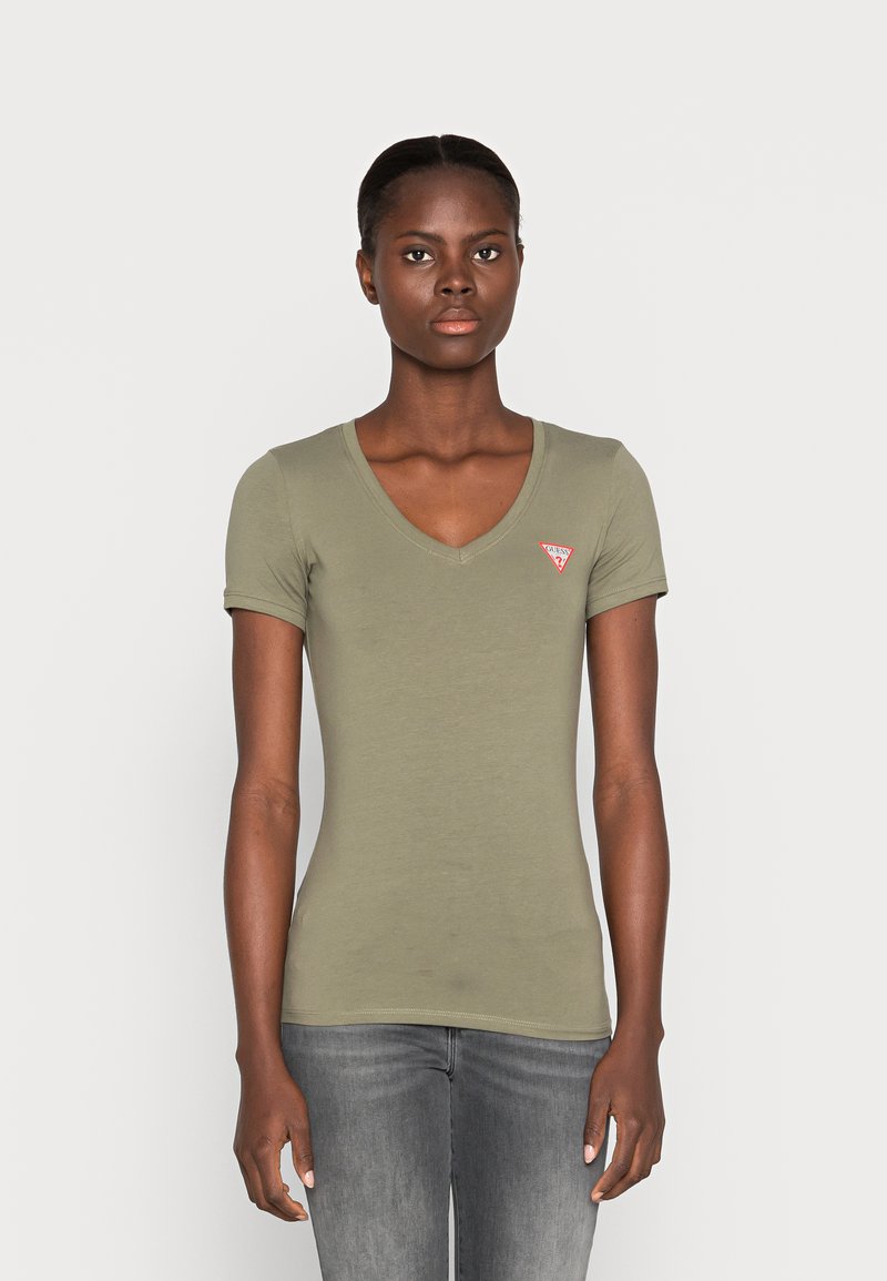 Guess MINI TRIANGLE TEE - Camiseta básica - lichen leaf green