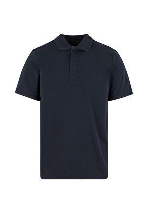 Marineblå kortærmet polo skjorte lavet af bomuld. Features en klassisk krave, tre-knaps placket og ensfarvet uden mønstre.