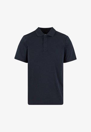 Marineblå kortærmet polo skjorte lavet af bomuld. Features en klassisk krave, tre-knaps placket og ensfarvet uden mønstre.