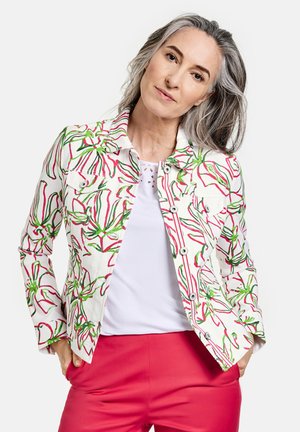 Spijkerjas - weiß azalea palm druck