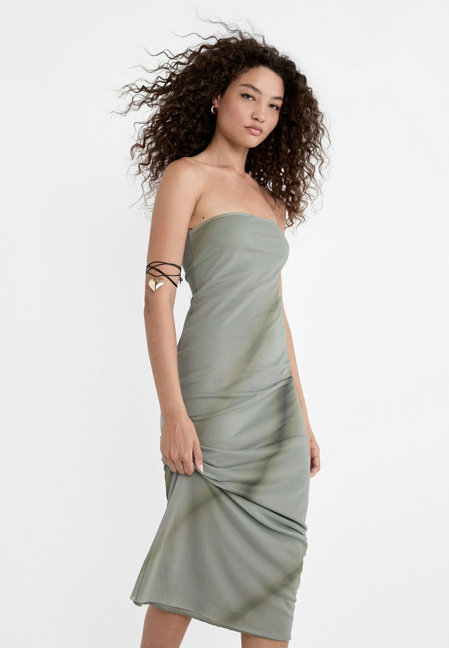 olive green fall dress Olive Green Bow Back Halter Neck Dress