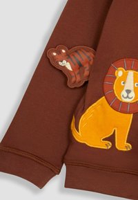 JoJo Maman Bébé HIPPO APPLIQUE REVERSIBLE HOODIE - Kardigán - brown safari animals