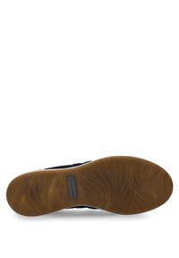 Scarpa navy slip-on con tomaia testurizzata e suola in gomma. Presenta una suola con battistrada a motivo e un'etichetta con il marchio sul lato. Taglia 37.