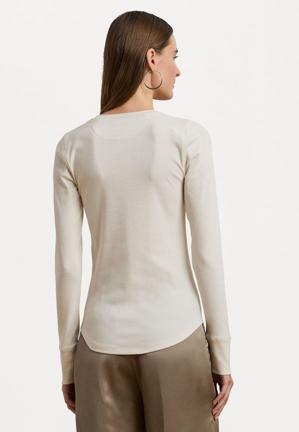 Stretch Cotton Henley Top - Long sleeved top - mascarpone cream2