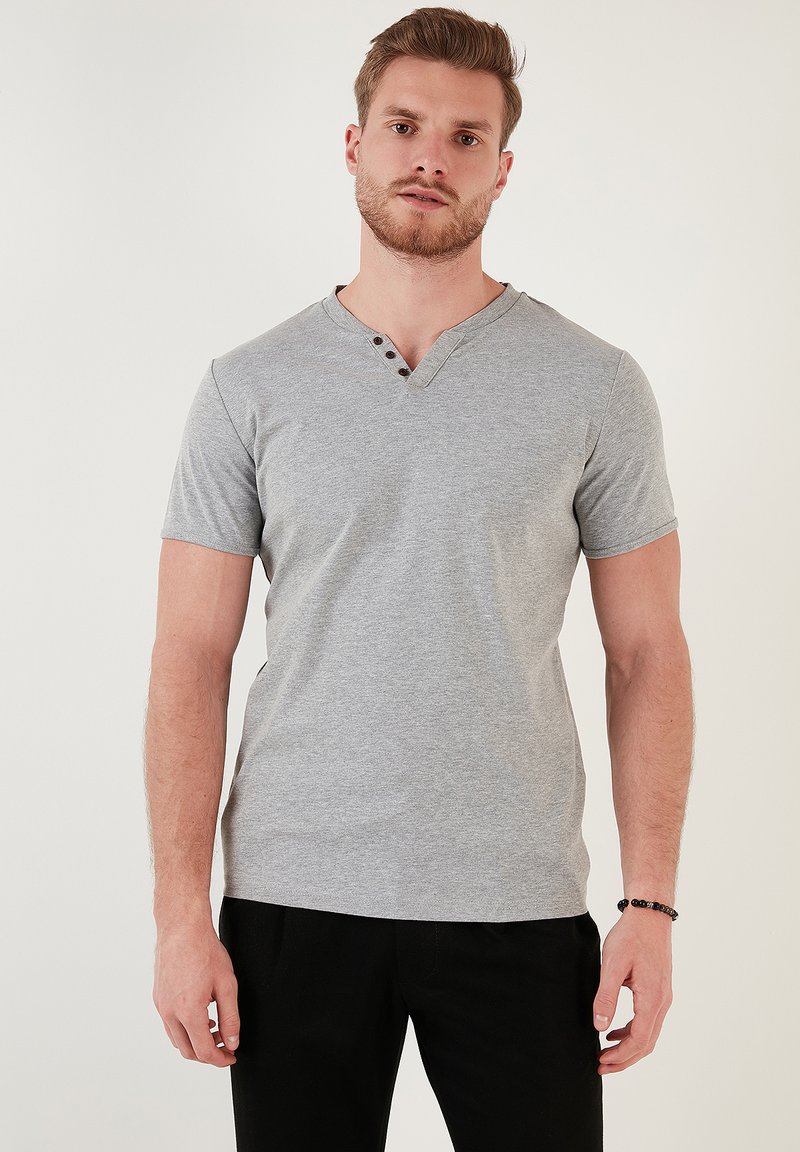 Buratti - V-NECK  - Osnovna majica kratkih rukava - grey melange, Povećaj