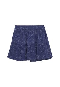 Marinblå, lager-på-lager kjol i lättviktsmaterial, med ett paisleymönster och subtila blå accenter samt elastisk midja.