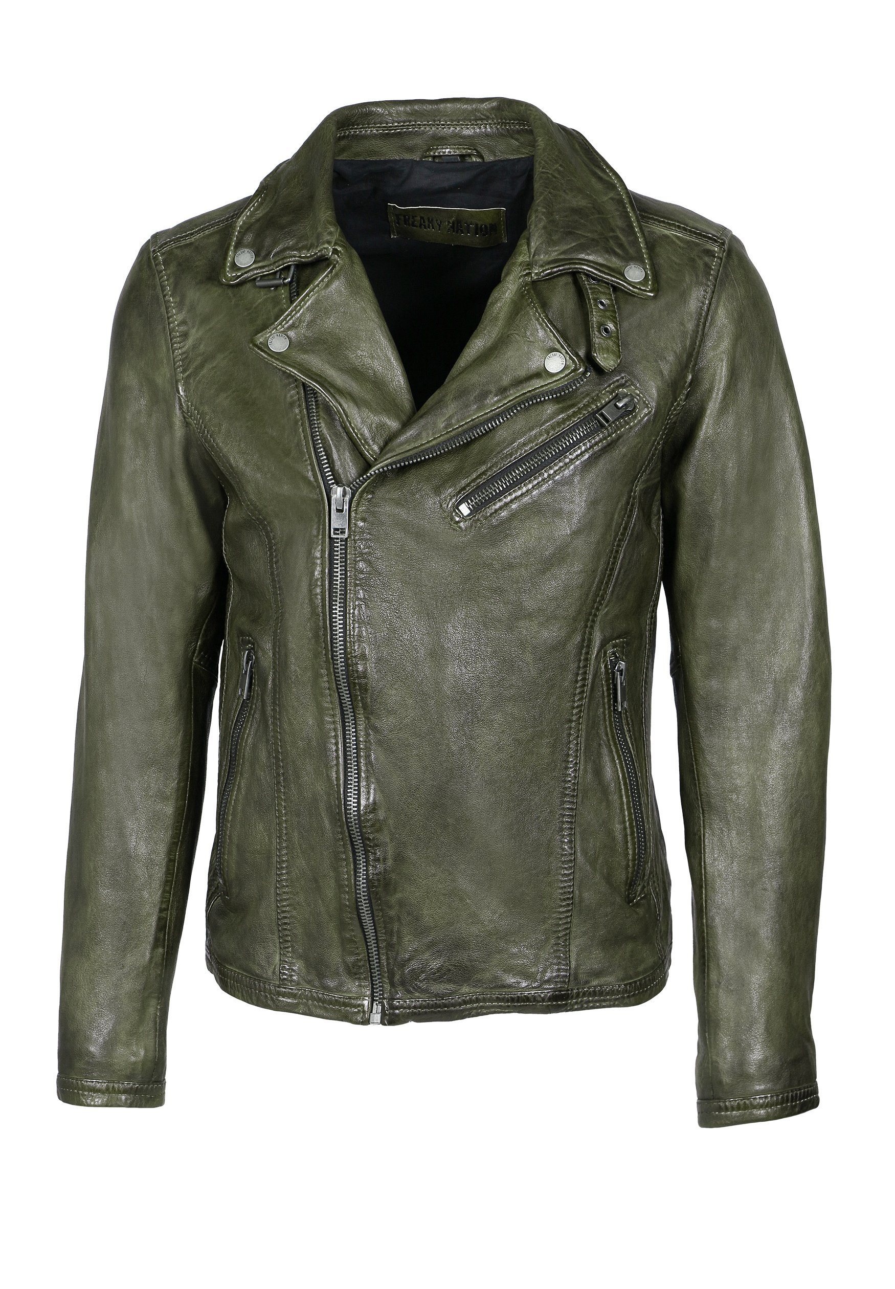 Freaky Nation SHORT LEAN Lederjacke barbour green/grün