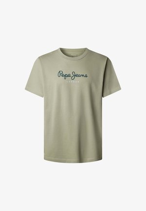 Olivově zelené bavlněné tričko s kulatým výstřihem a krátkými rukávy. Na přední straně potisk s nápisem "Pepe Jeans LONDON" v námořnické modři.