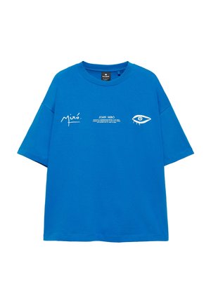 PULL&BEAR, JOAN MIRÓ - T-SHIRT - T-shirt imprimé - mottled dark blue