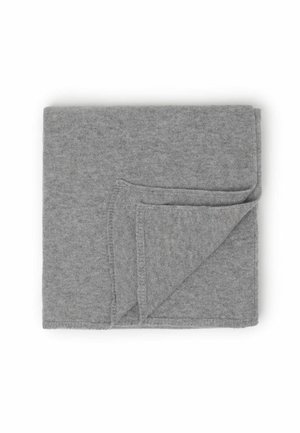 Gray wool blanket featuring a soft, textured surface and a folded corner. The edges are neatly stitched, enhancing durability.